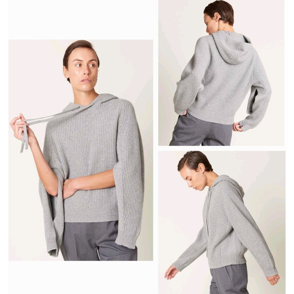 MARIA McMANUS thick cashmere-blend "fisherman rib hoodie" goop sweater $1,050 s - Picture 5 of 16